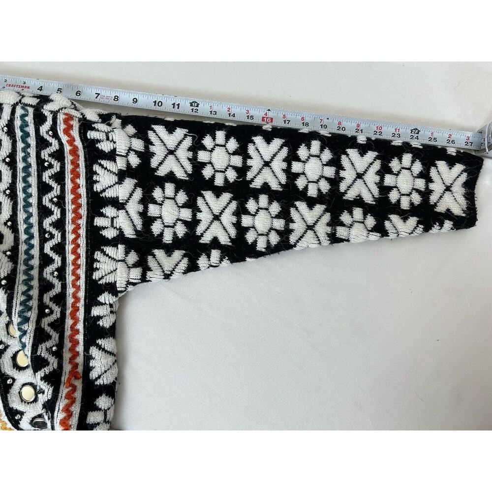 Vintage 3D Knit Cardigan Sweater Mirror Kitty Hawk Vivan Wang Women's Artsy MED - Picture 7 of 8